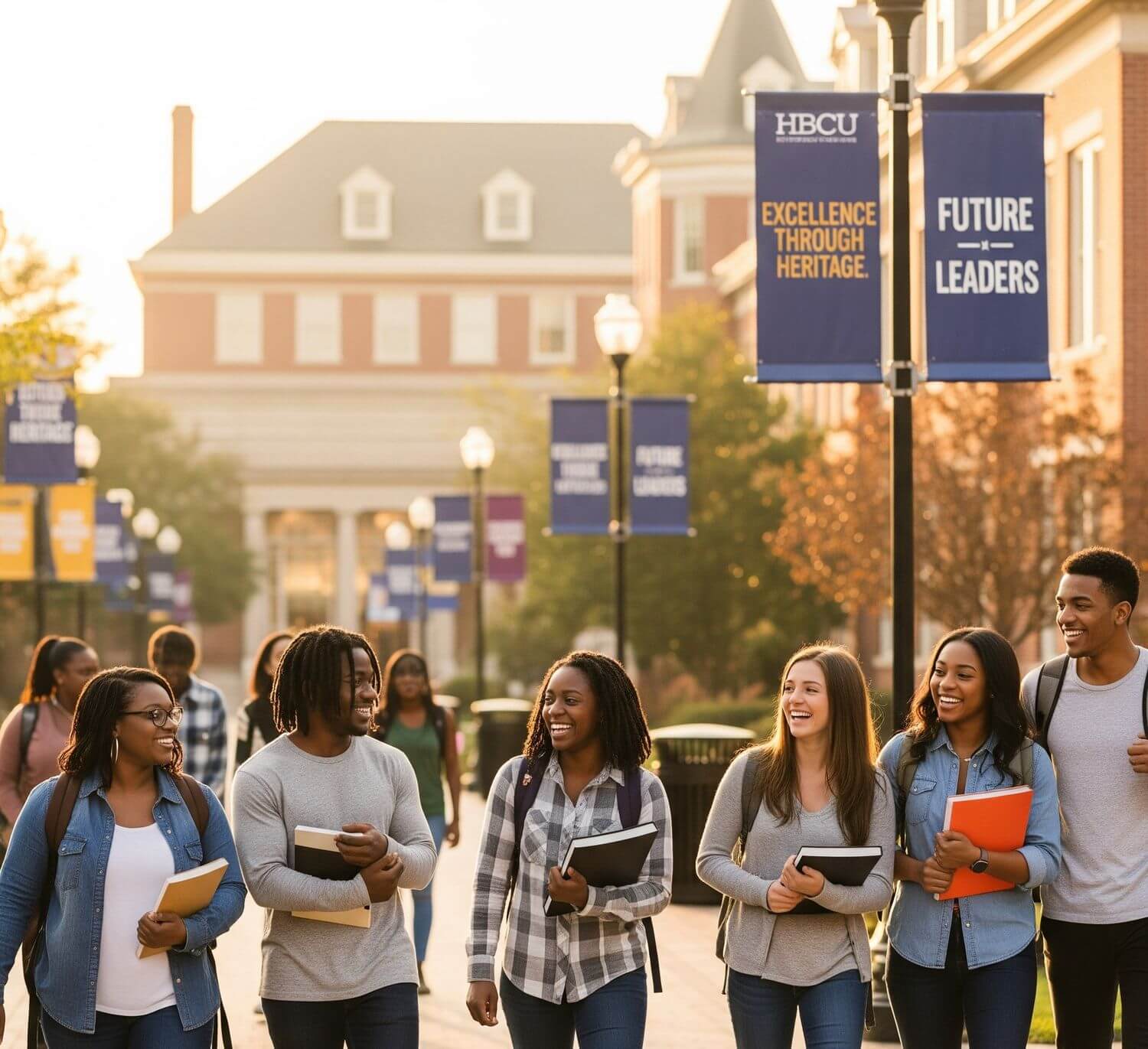 Black and White Students walking together in a HBCU