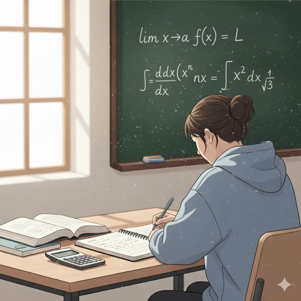 Young Lady Studying AP Calculus