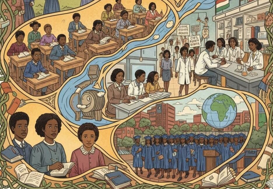 inspirational collage illustration representing the legacy and impact of HBCUs